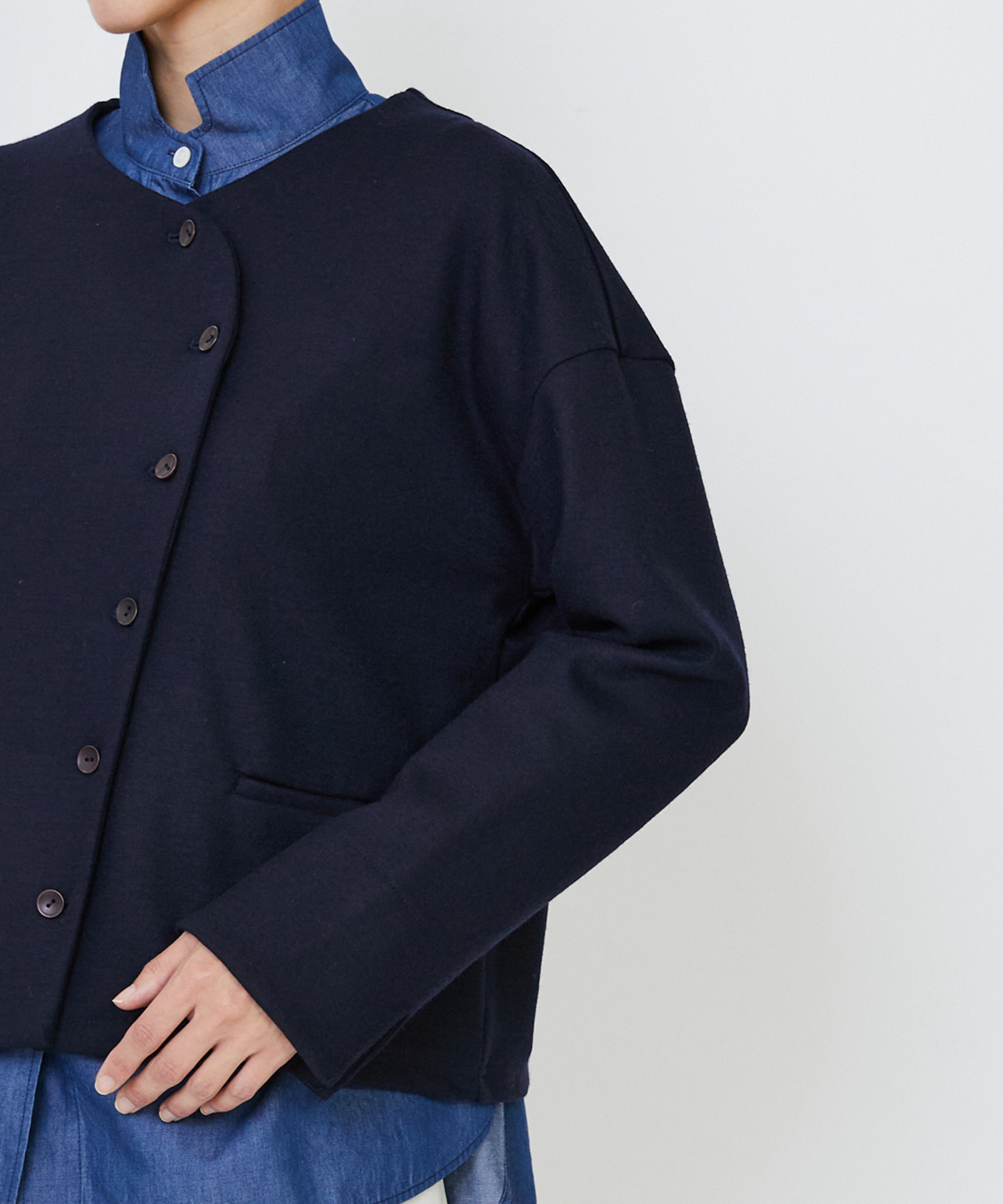 【LOISIR】ウール圧縮スムースジャケット 詳細画像 ネイビー 23