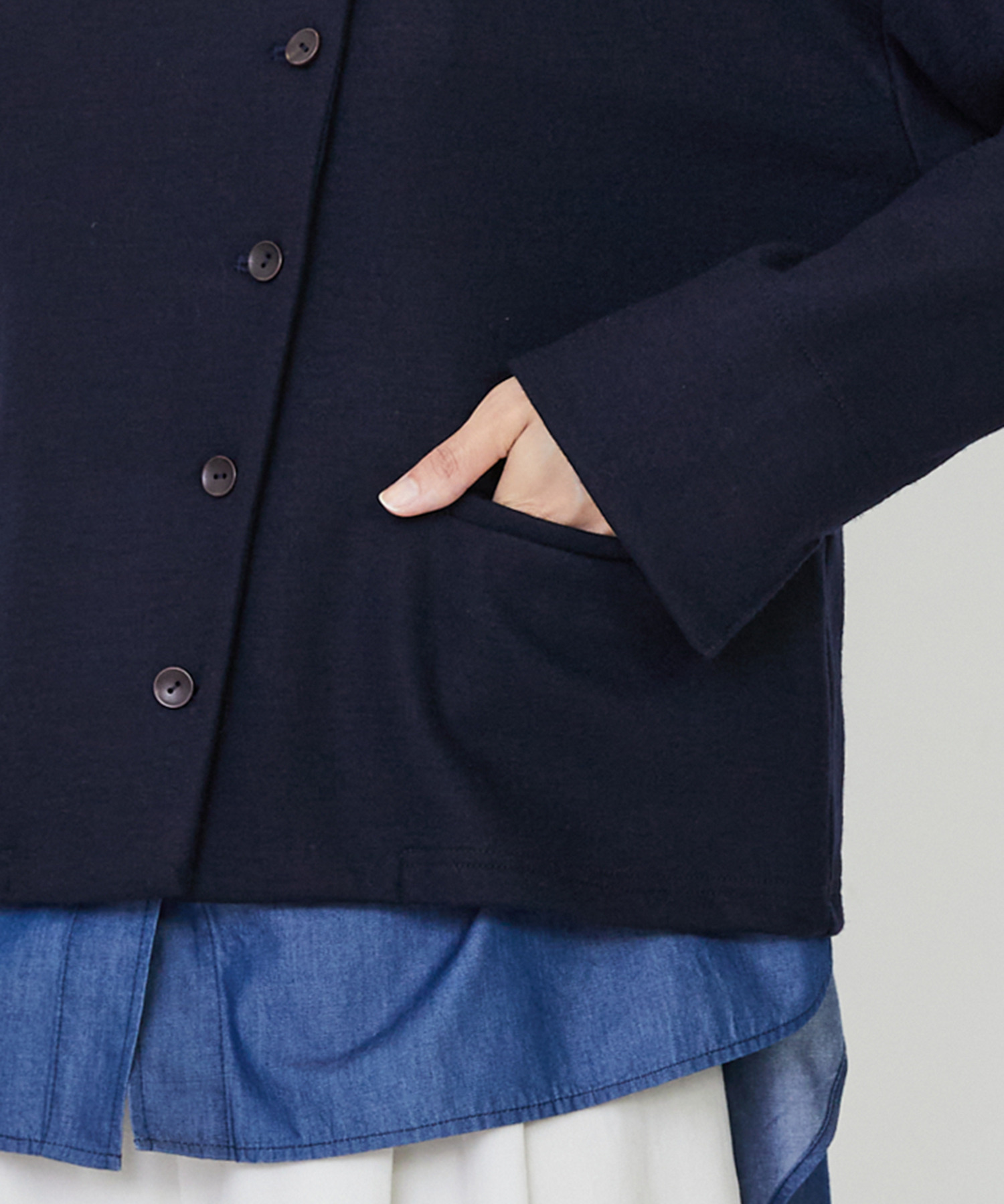 【LOISIR】ウール圧縮スムースジャケット 詳細画像 ネイビー 25