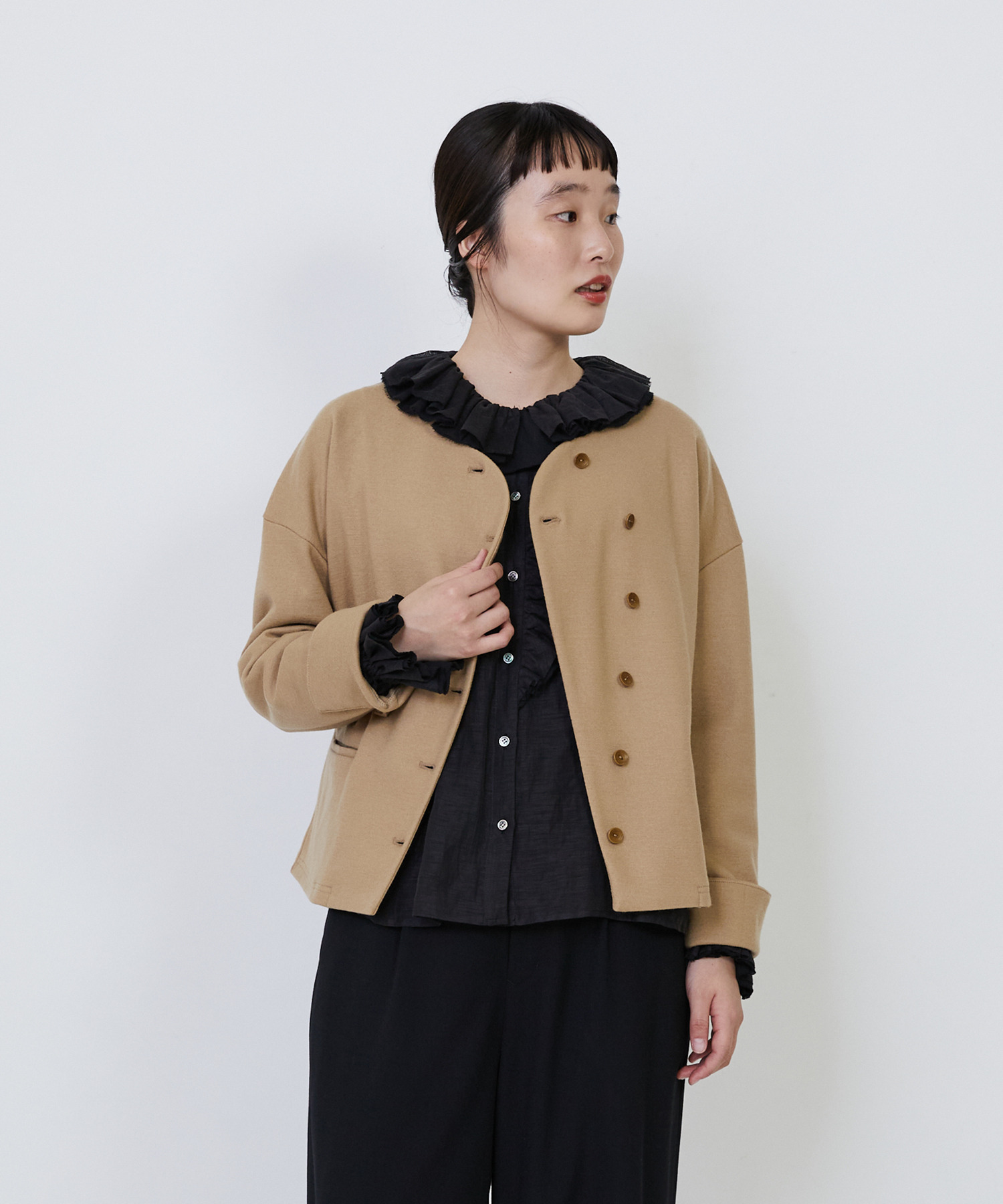 【LOISIR】ウール圧縮スムースジャケット 詳細画像 キャメル 1