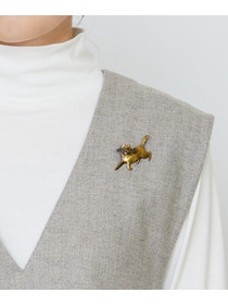 【LOISIR】【アーティストコラボ】LOISIR&times;TORANEKOBONBON BLACK NEKO 飛び出しネコブローチ 詳細画像 ゴールド 2