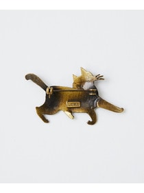 【LOISIR】【アーティストコラボ】LOISIR&times;TORANEKOBONBON BLACK NEKO 飛び出しネコブローチ 詳細画像 ゴールド 3