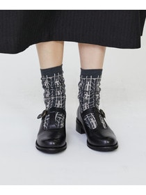 【LOISIR】オリジナル幾何柄ソックス 詳細画像 グリーン系その他 1