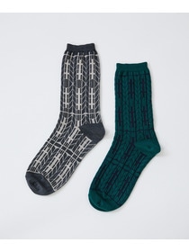 【LOISIR】オリジナル幾何柄ソックス 詳細画像 グリーン系その他 9