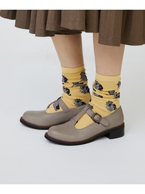 【LOISIR】【アーティストコラボ】LOISIR×TORANEKOBONBON 総柄ネコソックス 詳細画像 チャコール 2