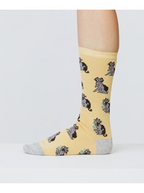 【LOISIR】【アーティストコラボ】LOISIR×TORANEKOBONBON 総柄ネコソックス 詳細画像 チャコール 3