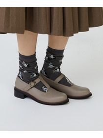 【LOISIR】【アーティストコラボ】LOISIR×TORANEKOBONBON 総柄ネコソックス 詳細画像 チャコール 6