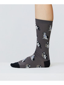 【LOISIR】【アーティストコラボ】LOISIR×TORANEKOBONBON 総柄ネコソックス 詳細画像 チャコール 7