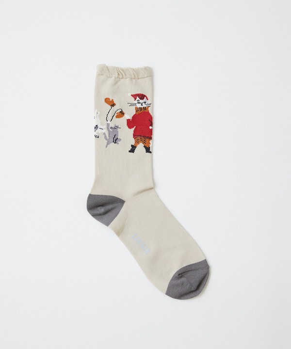 【LOISIR】｜2BUY10%OFF・3BUY20%OFF｜【アーティストコラボ】LOISIR×TORANEKOBONBON 戯れネコのソックス