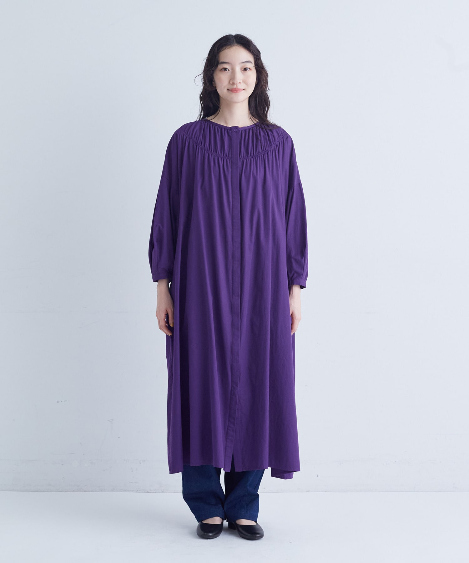 【congés payés】｜2BUY10%OFF・3BUY20%OFF｜シャーリングネックワンピース 詳細画像 パープル 6