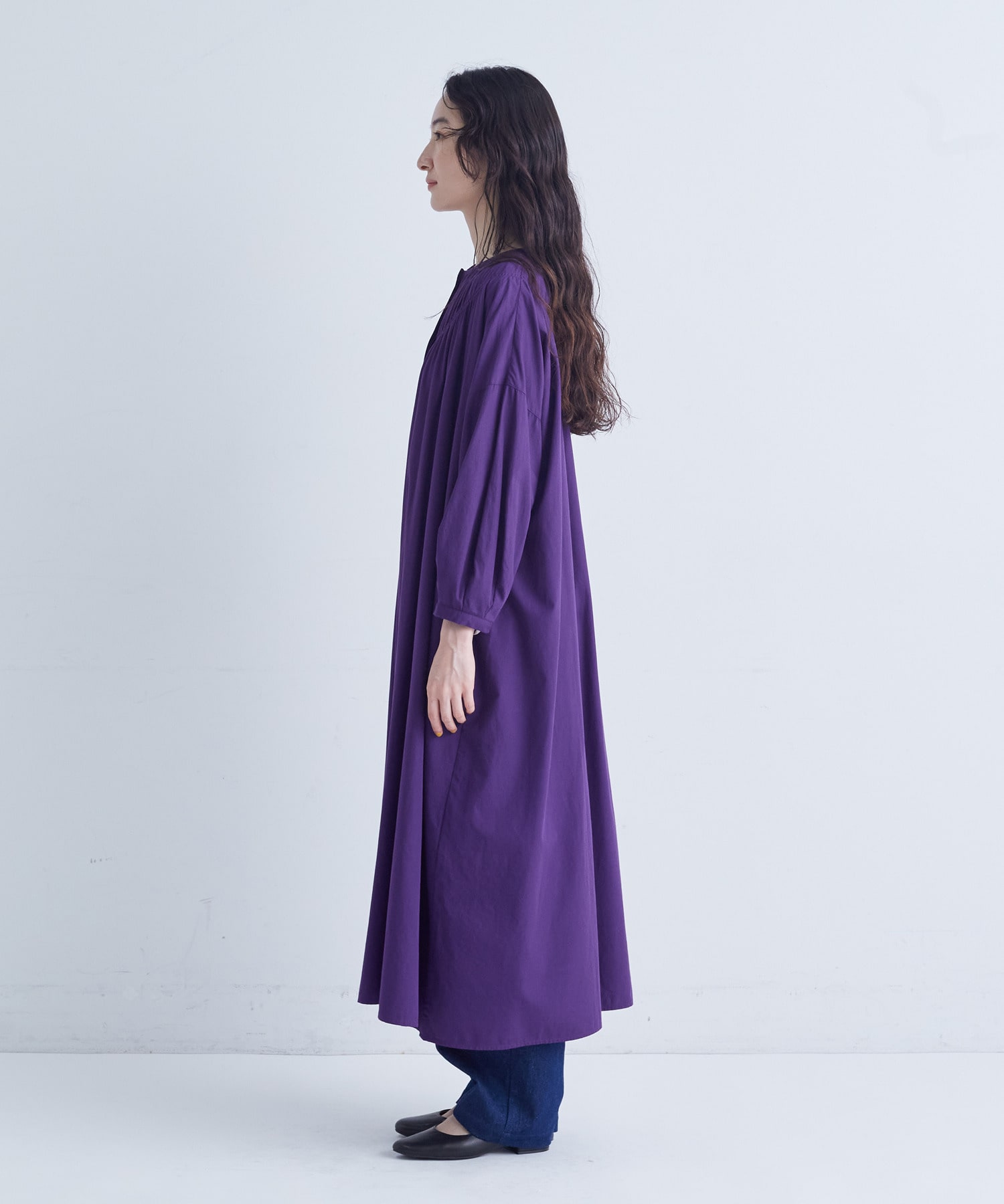 【congés payés】｜2BUY10%OFF・3BUY20%OFF｜シャーリングネックワンピース 詳細画像 パープル 7