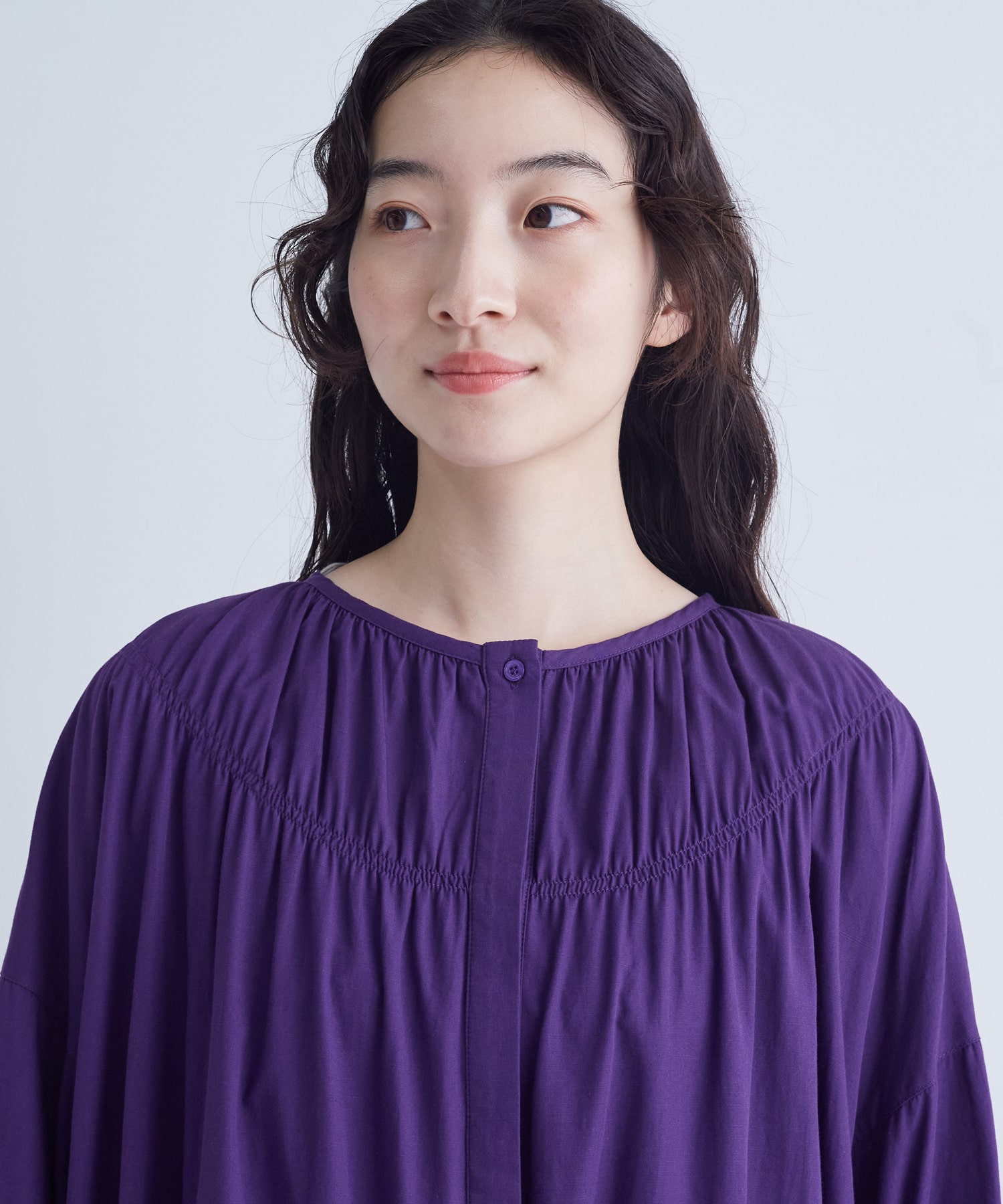 【congés payés】｜2BUY10%OFF・3BUY20%OFF｜シャーリングネックワンピース 詳細画像 パープル 9