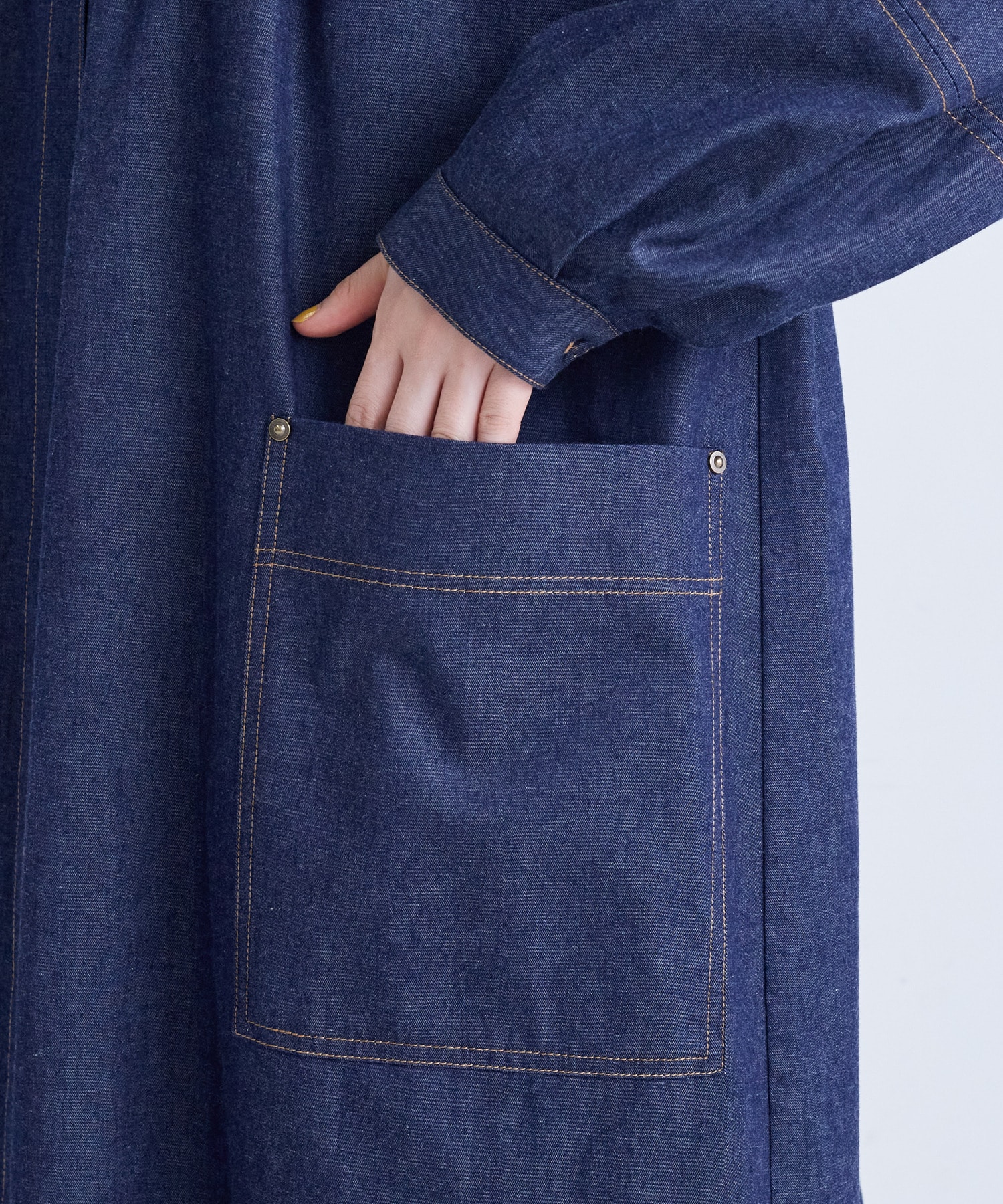 【congés payés】タックカラーデニムワンピース 詳細画像 インディゴブルー 11