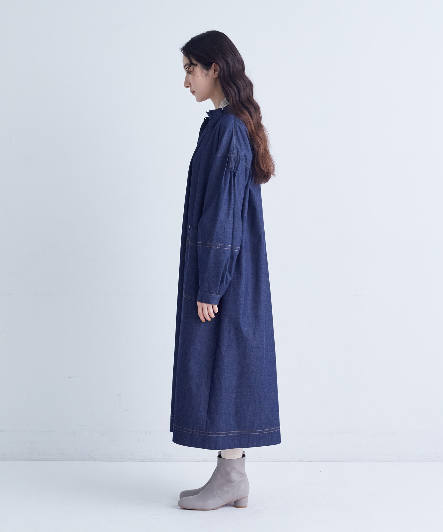 【congés payés】タックカラーデニムワンピース 詳細画像 インディゴブルー 6