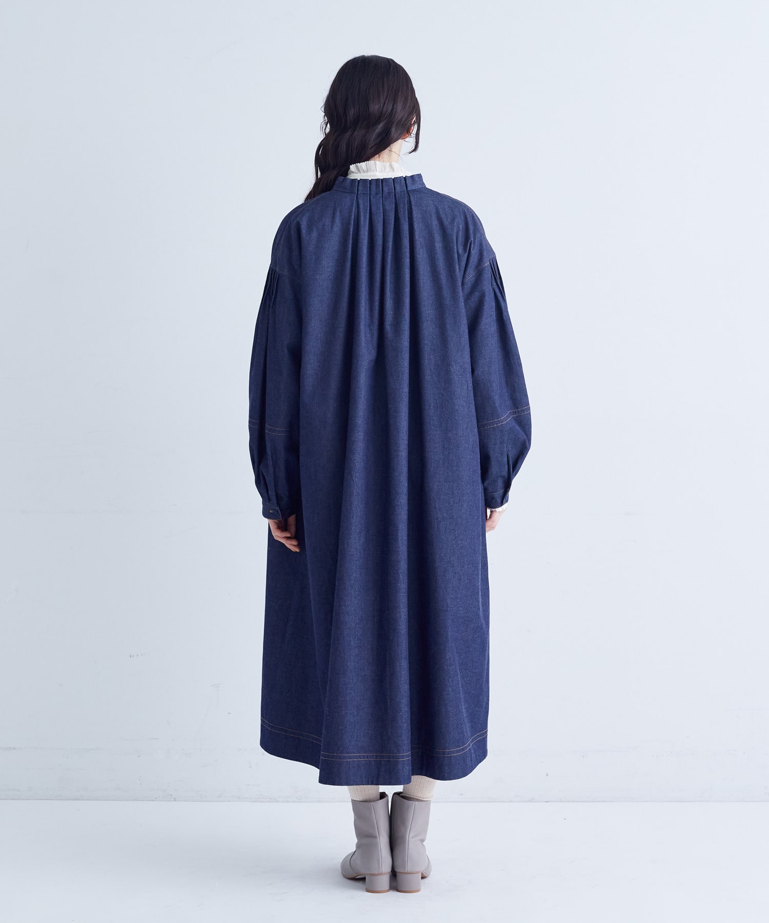 【congés payés】タックカラーデニムワンピース 詳細画像 インディゴブルー 7