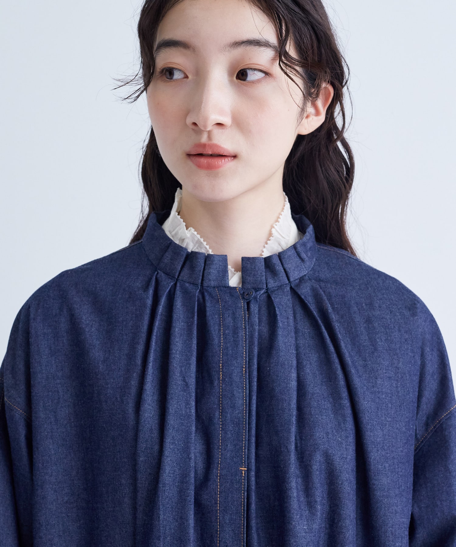 【congés payés】タックカラーデニムワンピース 詳細画像 インディゴブルー 8