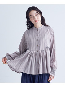 【congés payés】｜2BUY10%OFF・3BUY20%OFF｜スモッキングドビーブラウス 詳細画像 グレイッシュベージュ 4