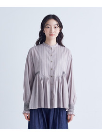 【congés payés】｜2BUY10%OFF・3BUY20%OFF｜スモッキングドビーブラウス 詳細画像 グレイッシュベージュ 5