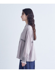 【congés payés】｜2BUY10%OFF・3BUY20%OFF｜スモッキングドビーブラウス 詳細画像 グレイッシュベージュ 6