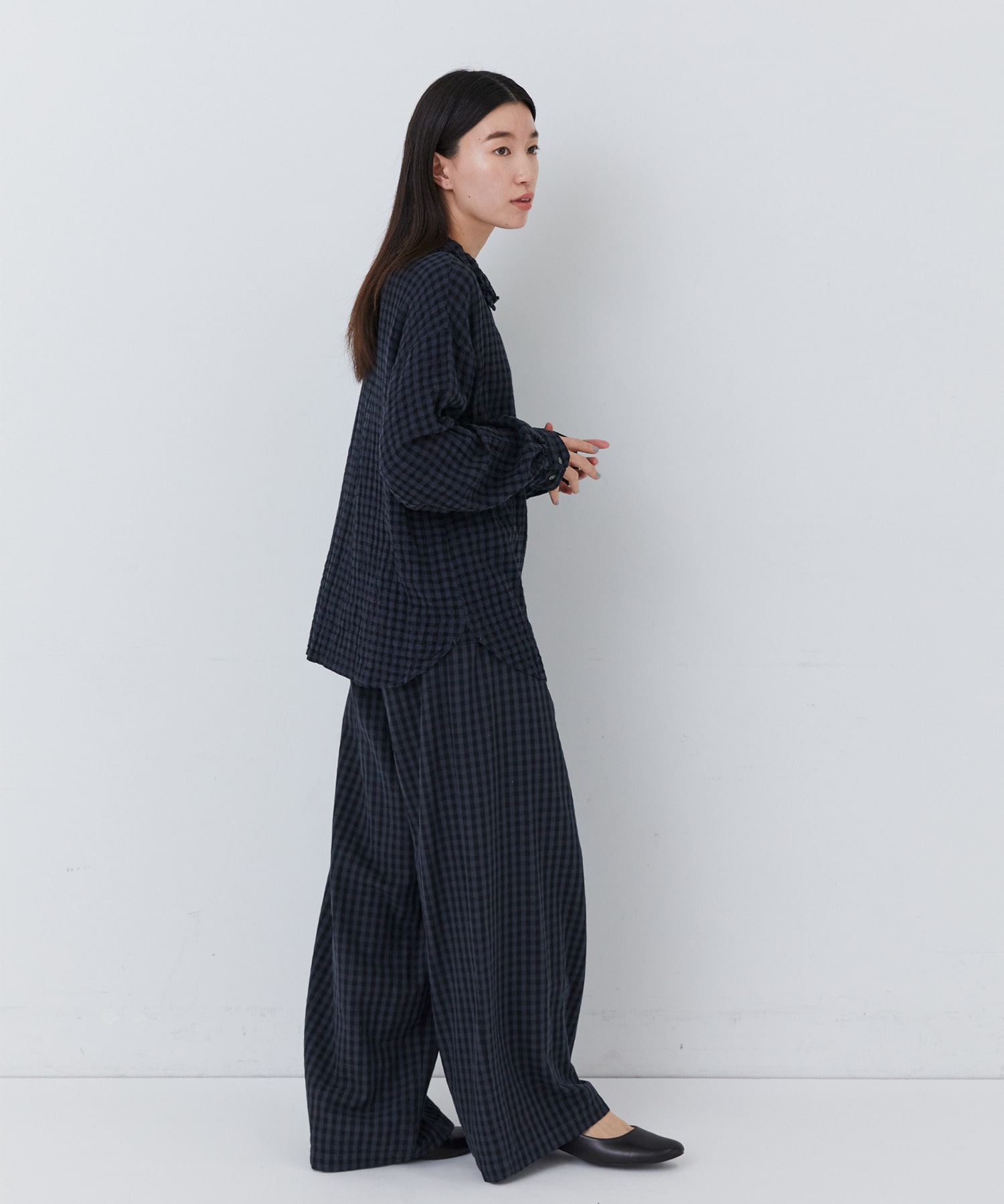 【congés payés】｜2BUY10%OFF・3BUY20%OFF｜フリルカラーシャツ 詳細画像 チェック 12