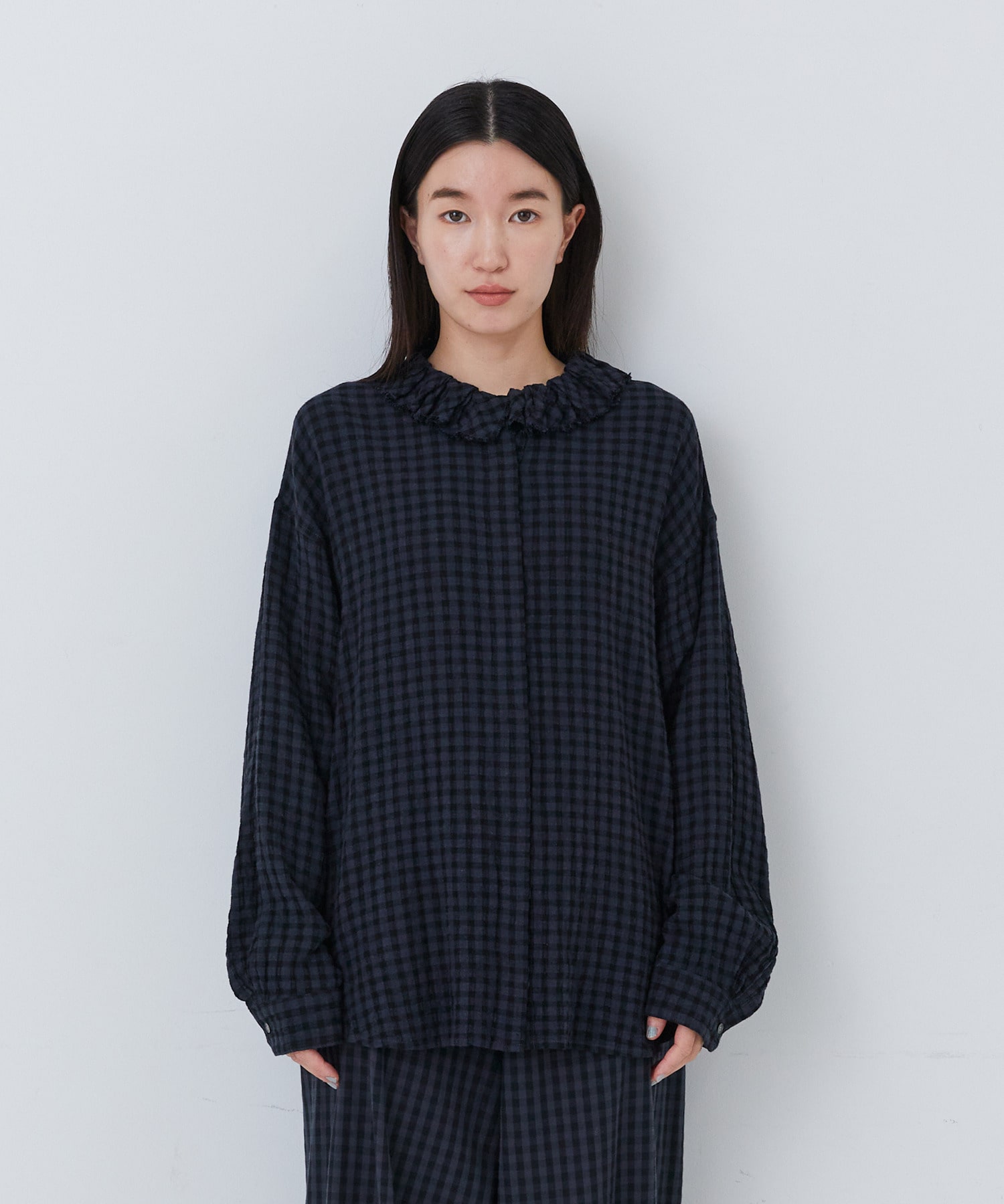 【congés payés】｜2BUY10%OFF・3BUY20%OFF｜フリルカラーシャツ 詳細画像 チェック 14