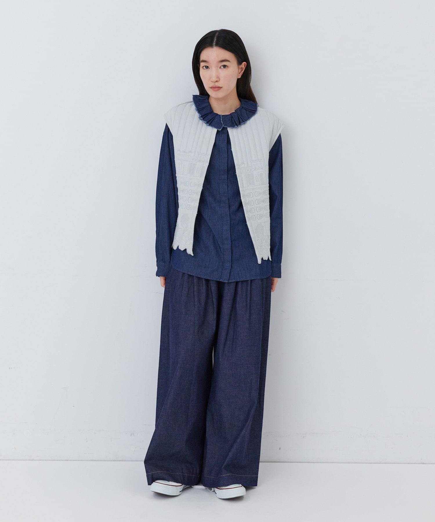 【congés payés】｜2BUY10%OFF・3BUY20%OFF｜フリルカラーシャツ 詳細画像 チェック 2