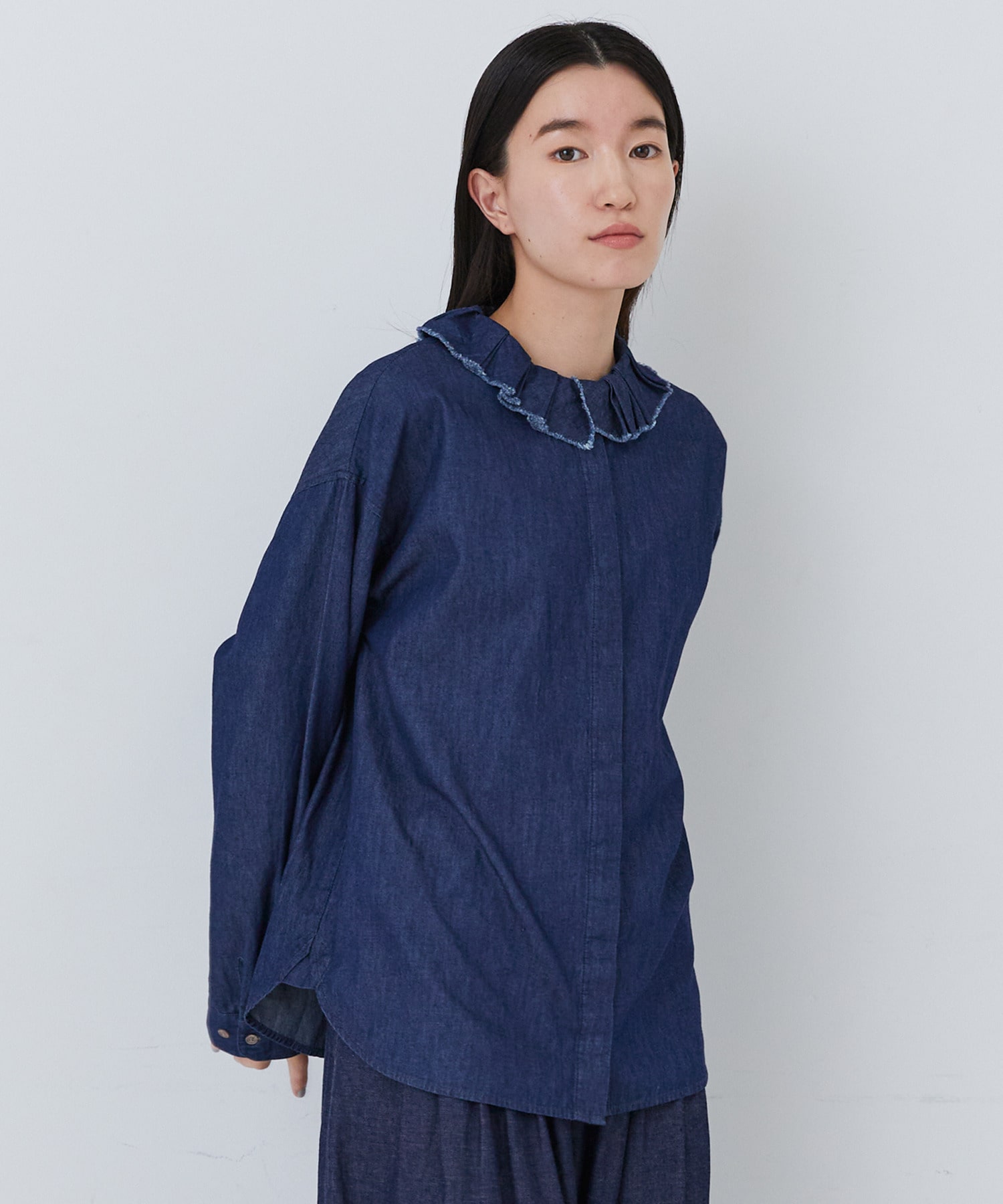 【congés payés】｜2BUY10%OFF・3BUY20%OFF｜フリルカラーシャツ 詳細画像 チェック 6