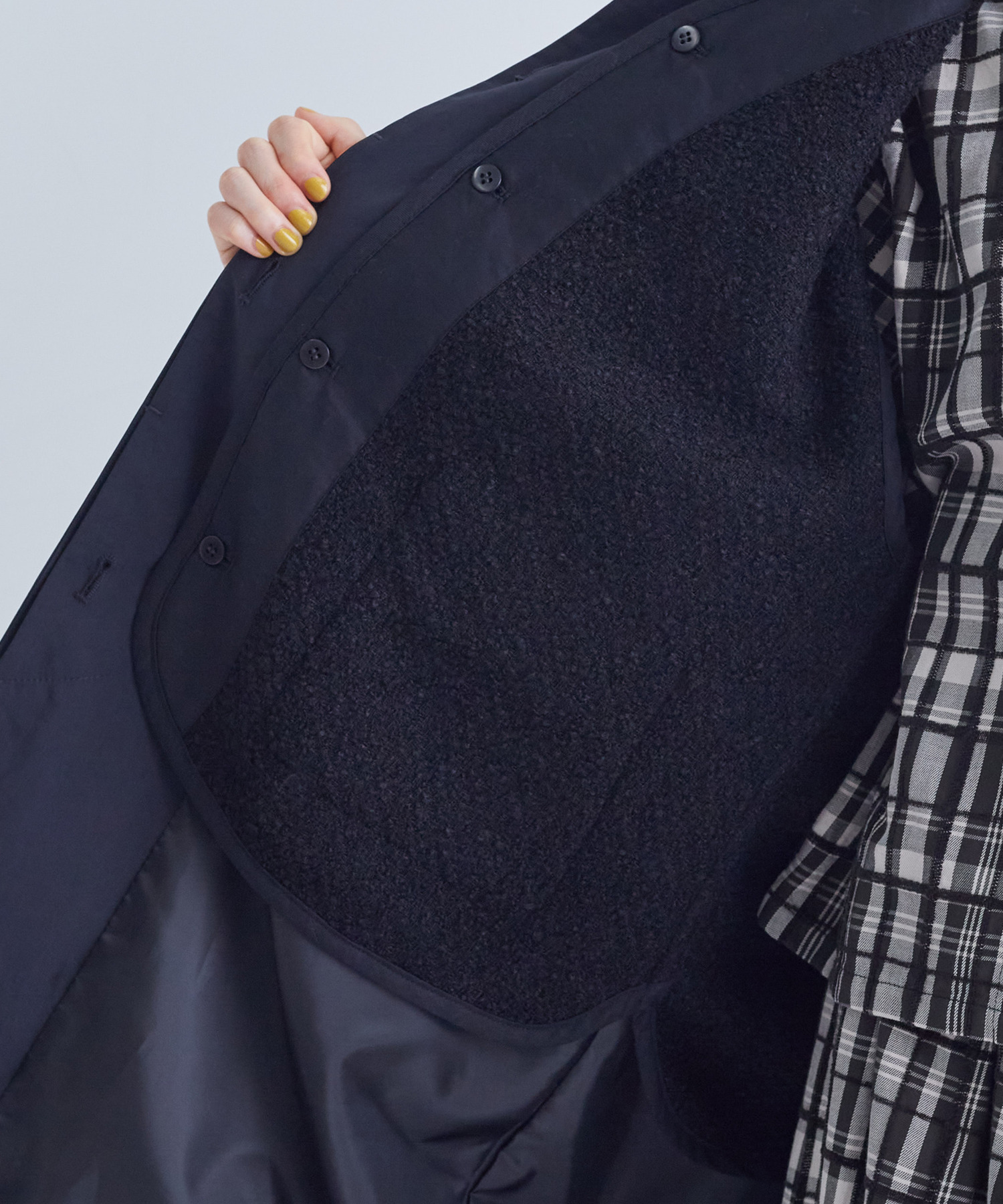 【congés payés】ライナー付きステンカラーコート 詳細画像 ブラック 26