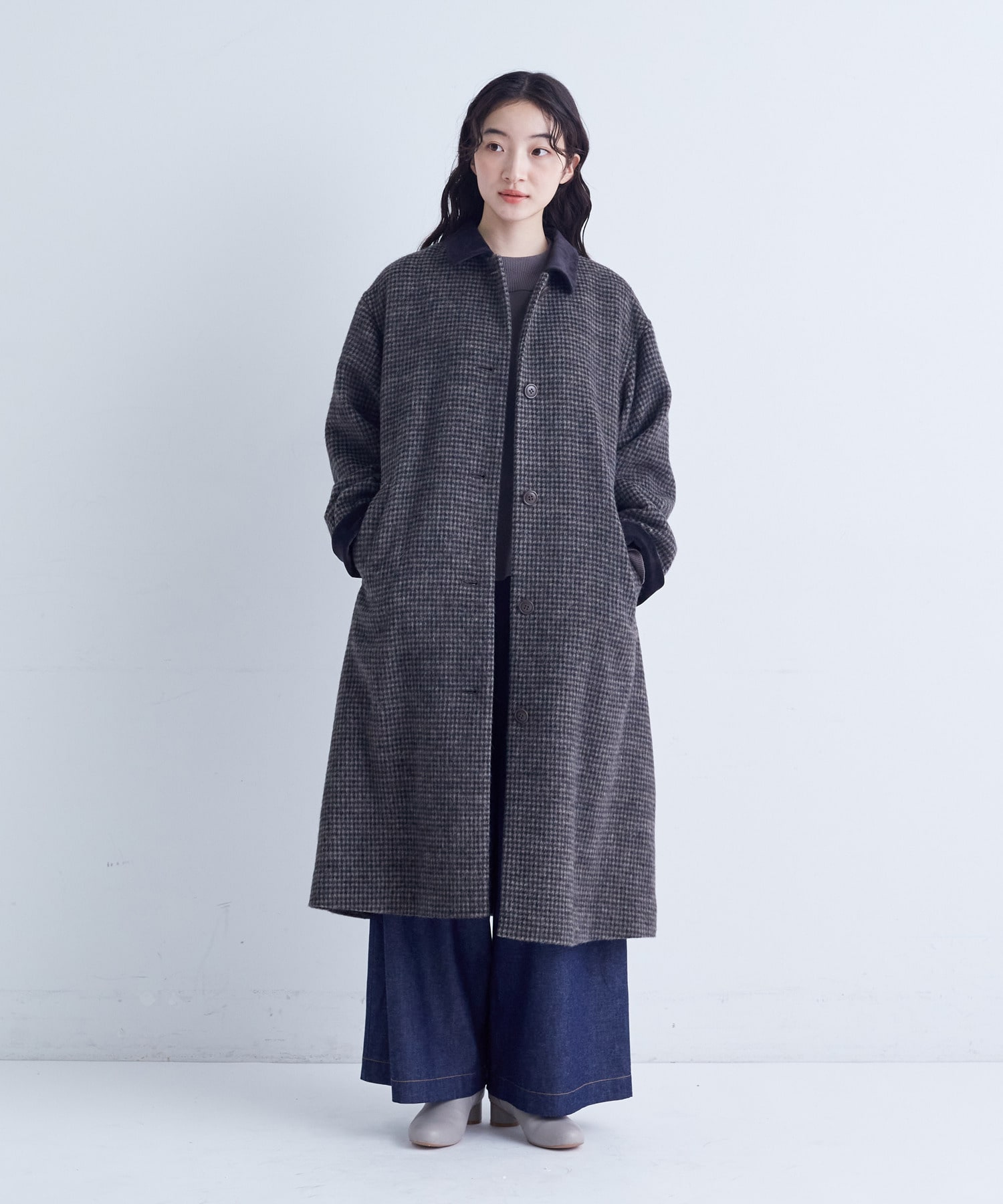 【congés payés】｜2BUY10%OFF・3BUY20%OFF｜シャギーステンカラーコート 詳細画像 ネイビー 10