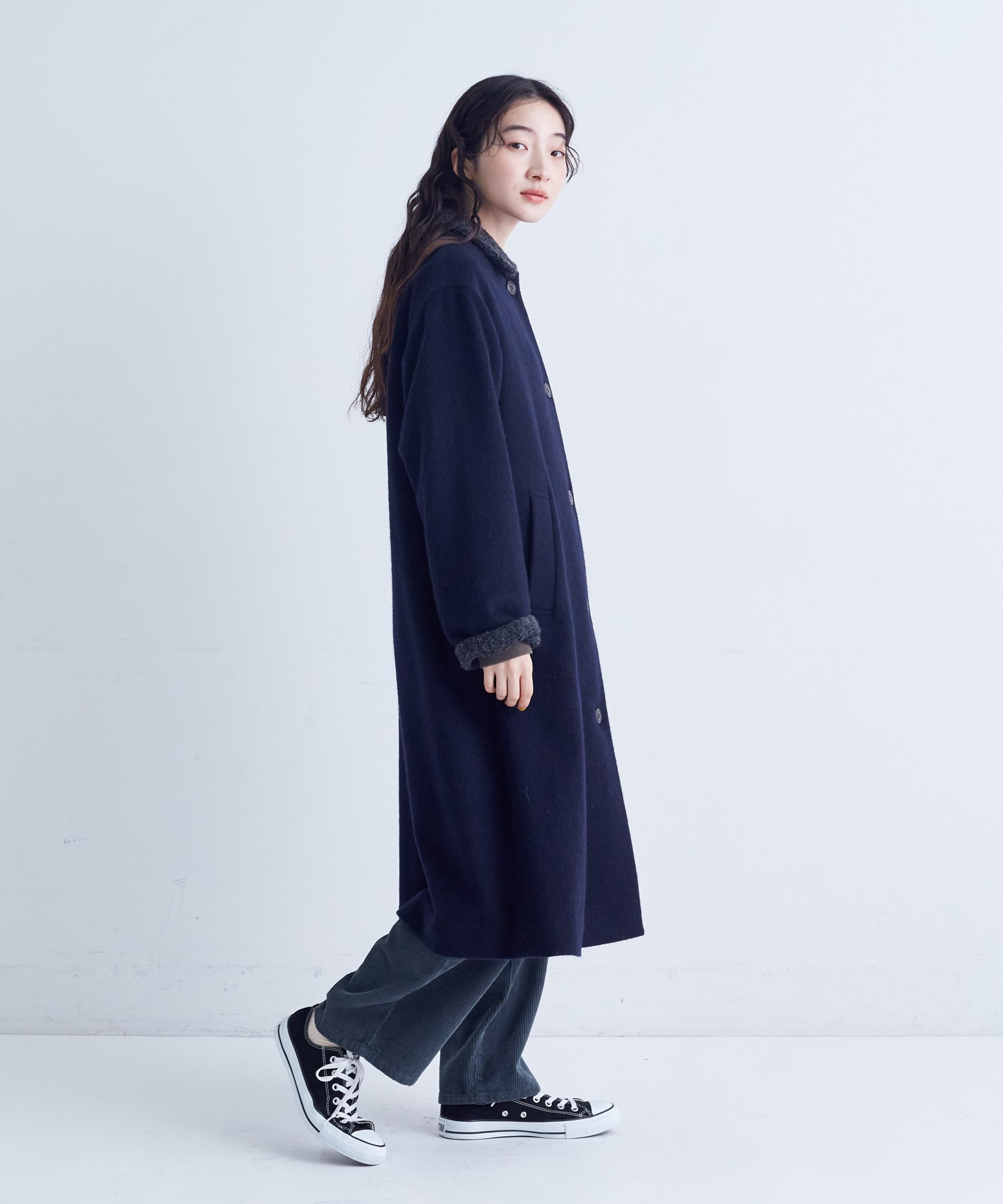 【congés payés】｜2BUY10%OFF・3BUY20%OFF｜シャギーステンカラーコート 詳細画像 ネイビー 3