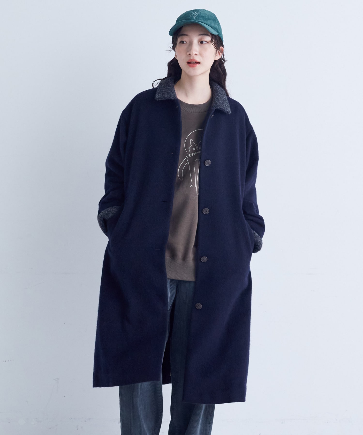 【congés payés】｜2BUY10%OFF・3BUY20%OFF｜シャギーステンカラーコート 詳細画像 ネイビー 5