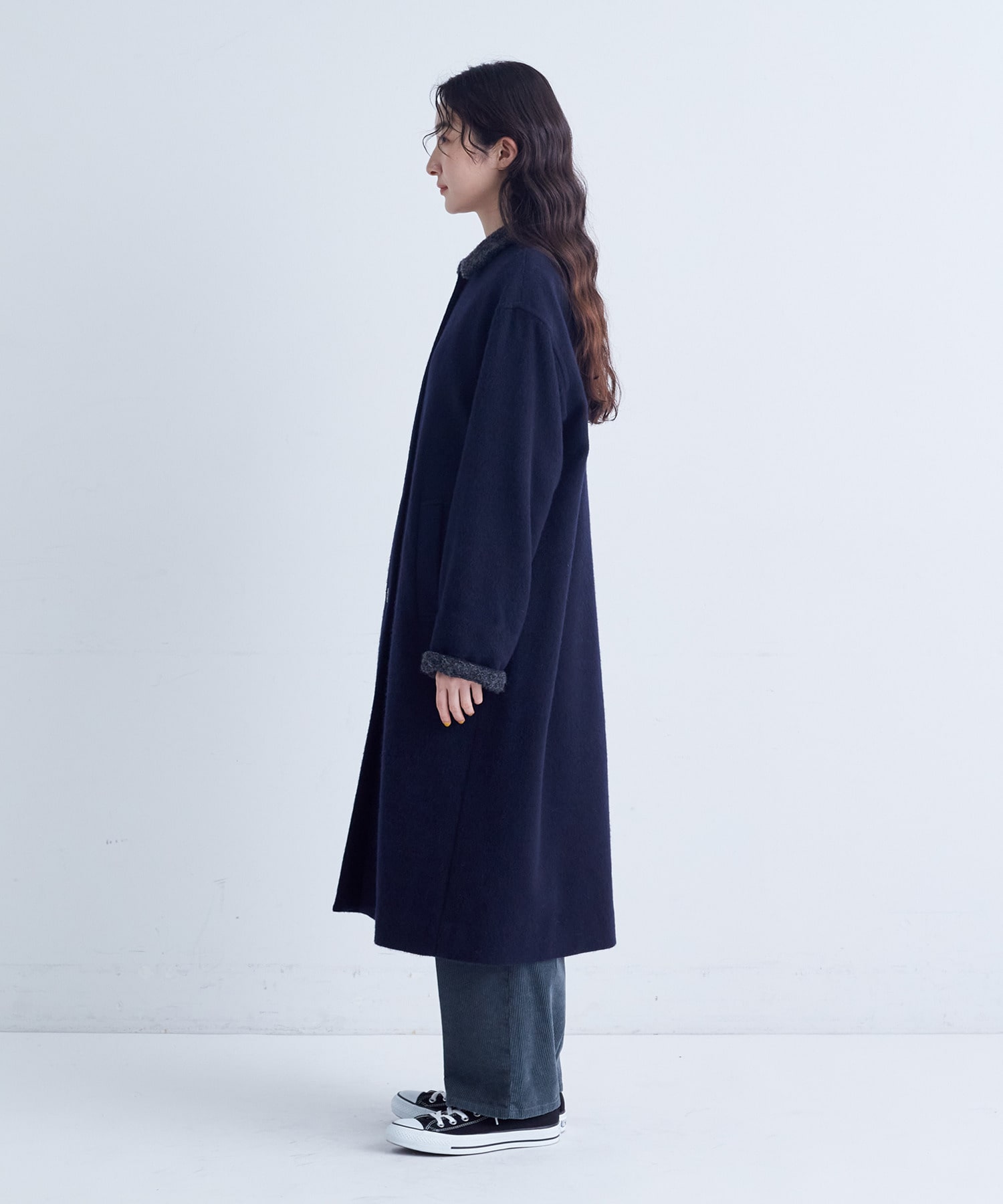 【congés payés】｜2BUY10%OFF・3BUY20%OFF｜シャギーステンカラーコート 詳細画像 ネイビー 7