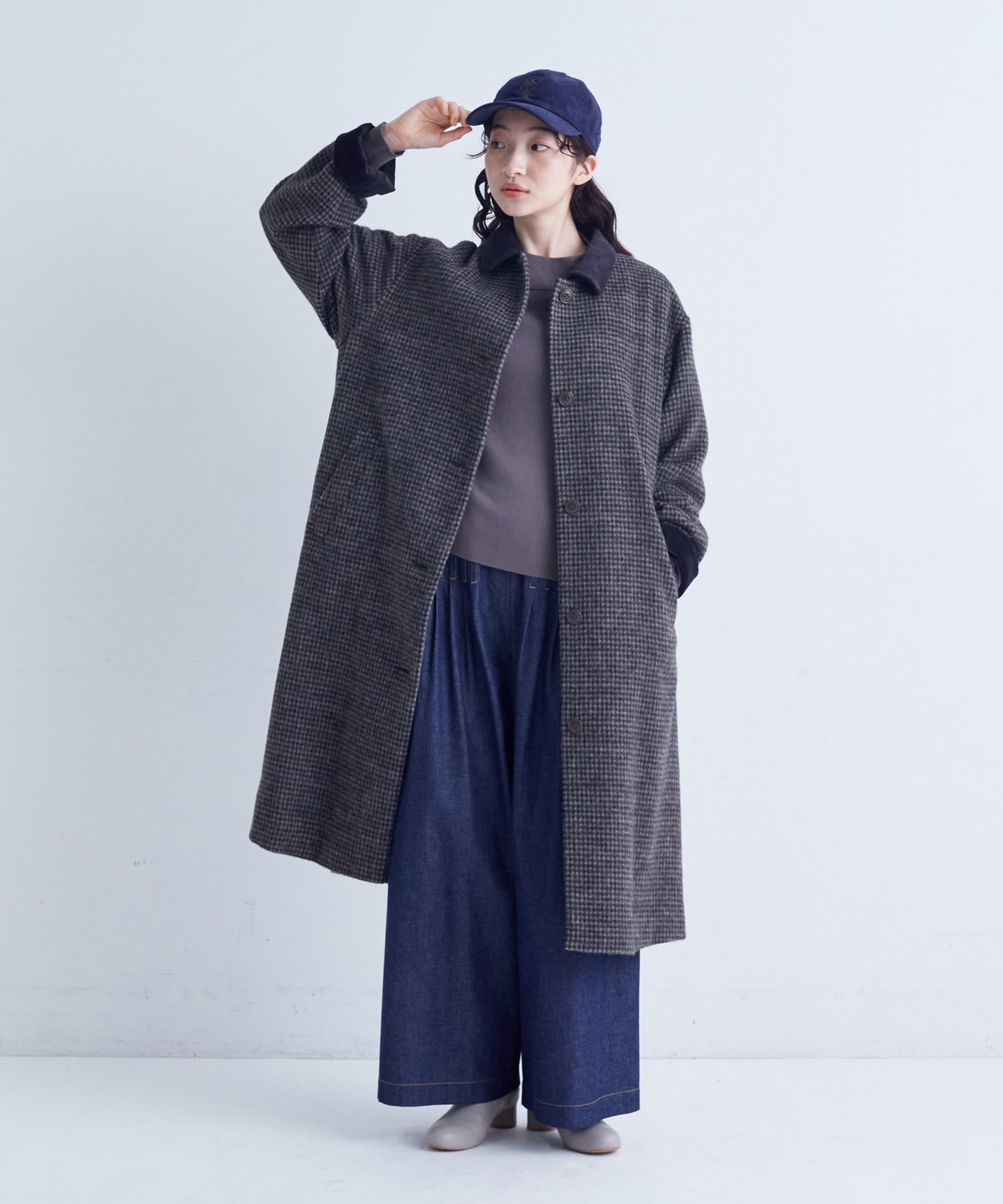 【congés payés】｜2BUY10%OFF・3BUY20%OFF｜シャギーステンカラーコート 詳細画像 ネイビー 9