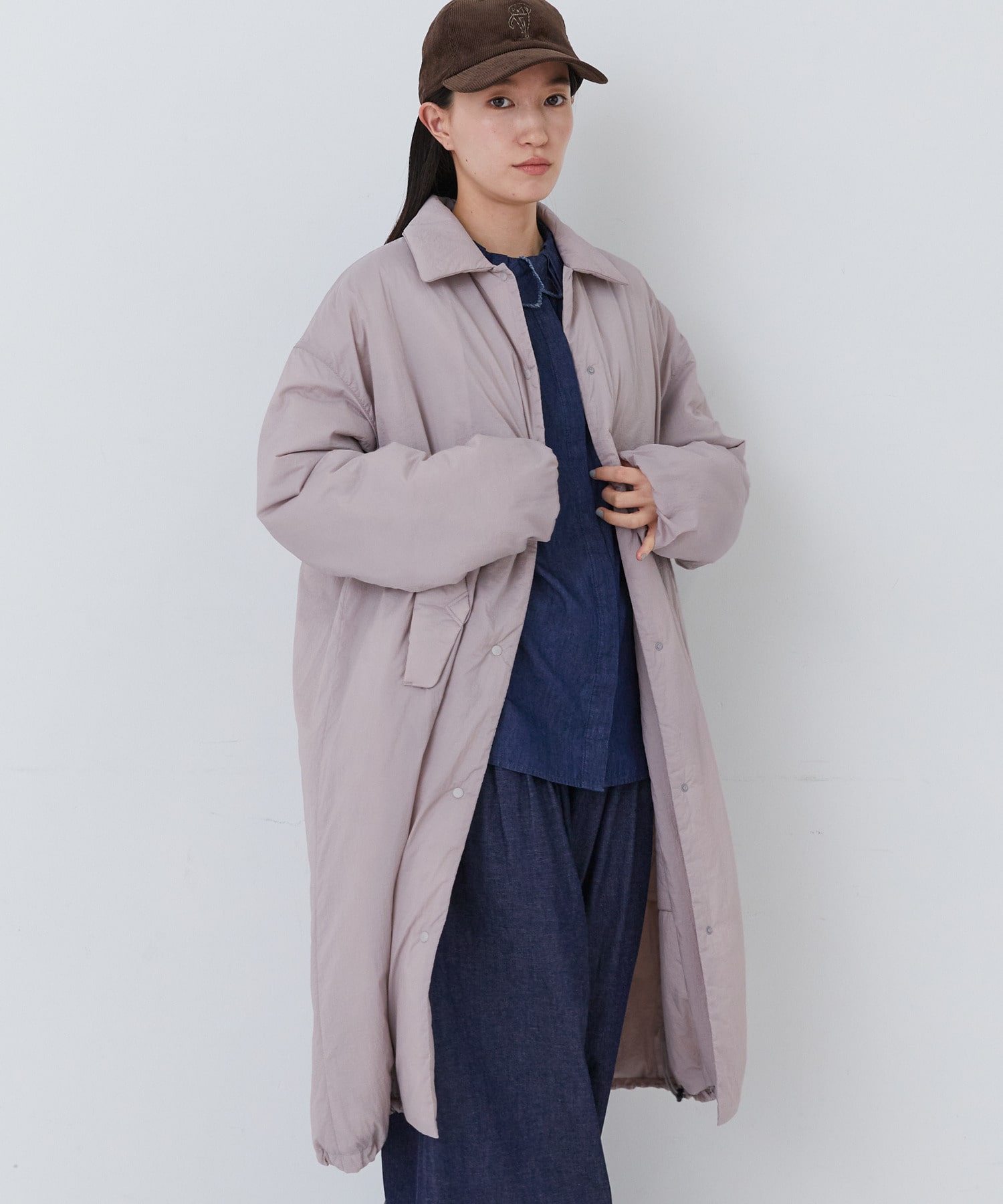 【congés payés】｜2BUY10%OFF・3BUY20%OFF｜【11月ベストセラーブランド内4位】中綿ステンカラーコート 詳細画像 ブルーグリーン 4