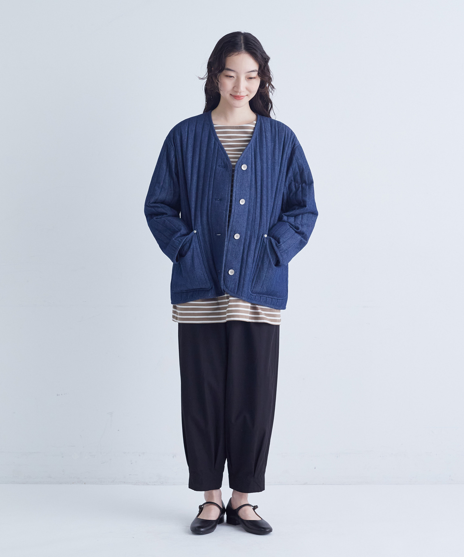 【congés payés】デニムキルティングブルゾン 詳細画像 インディゴブルー 1