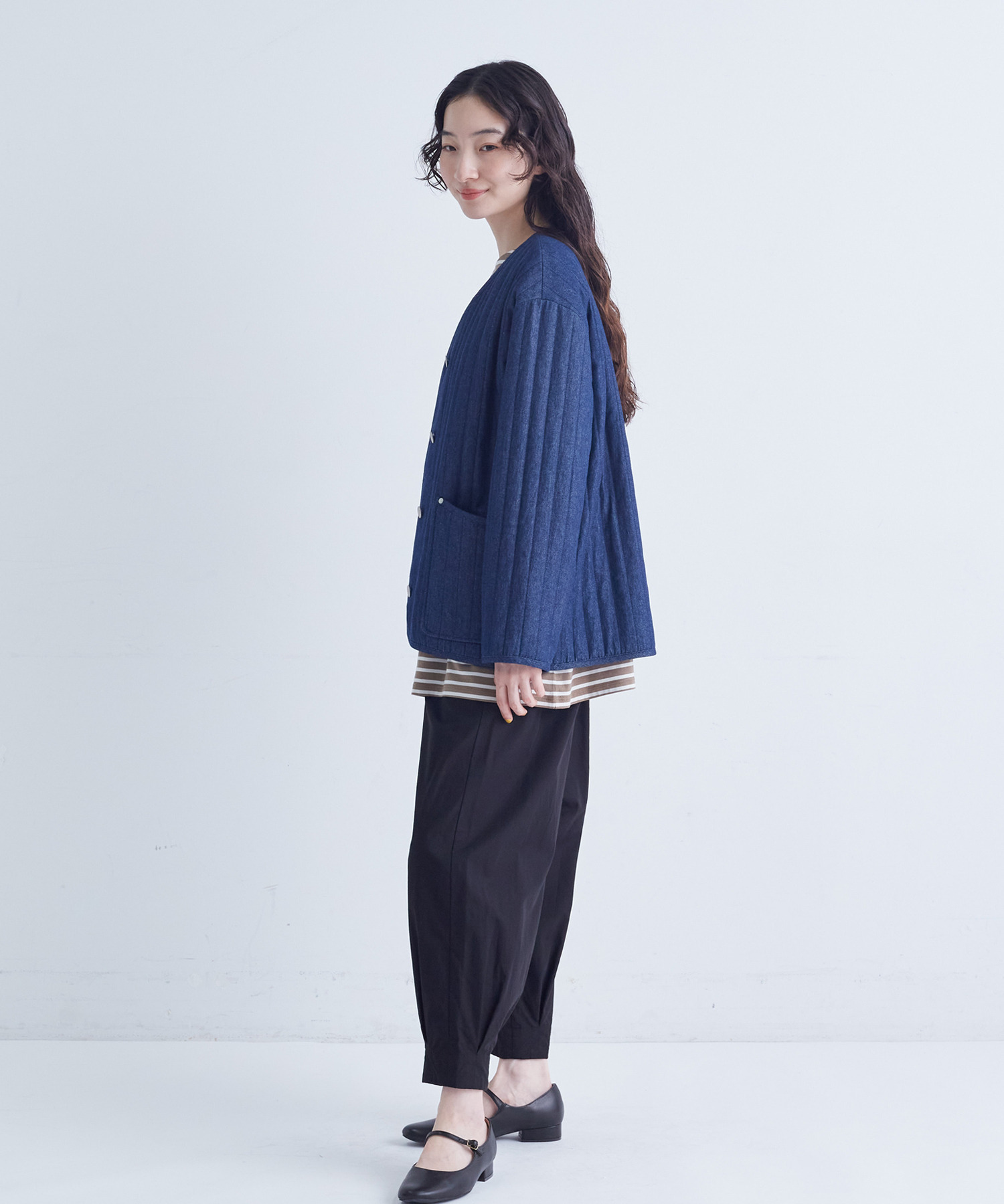 【congés payés】デニムキルティングブルゾン 詳細画像 インディゴブルー 2