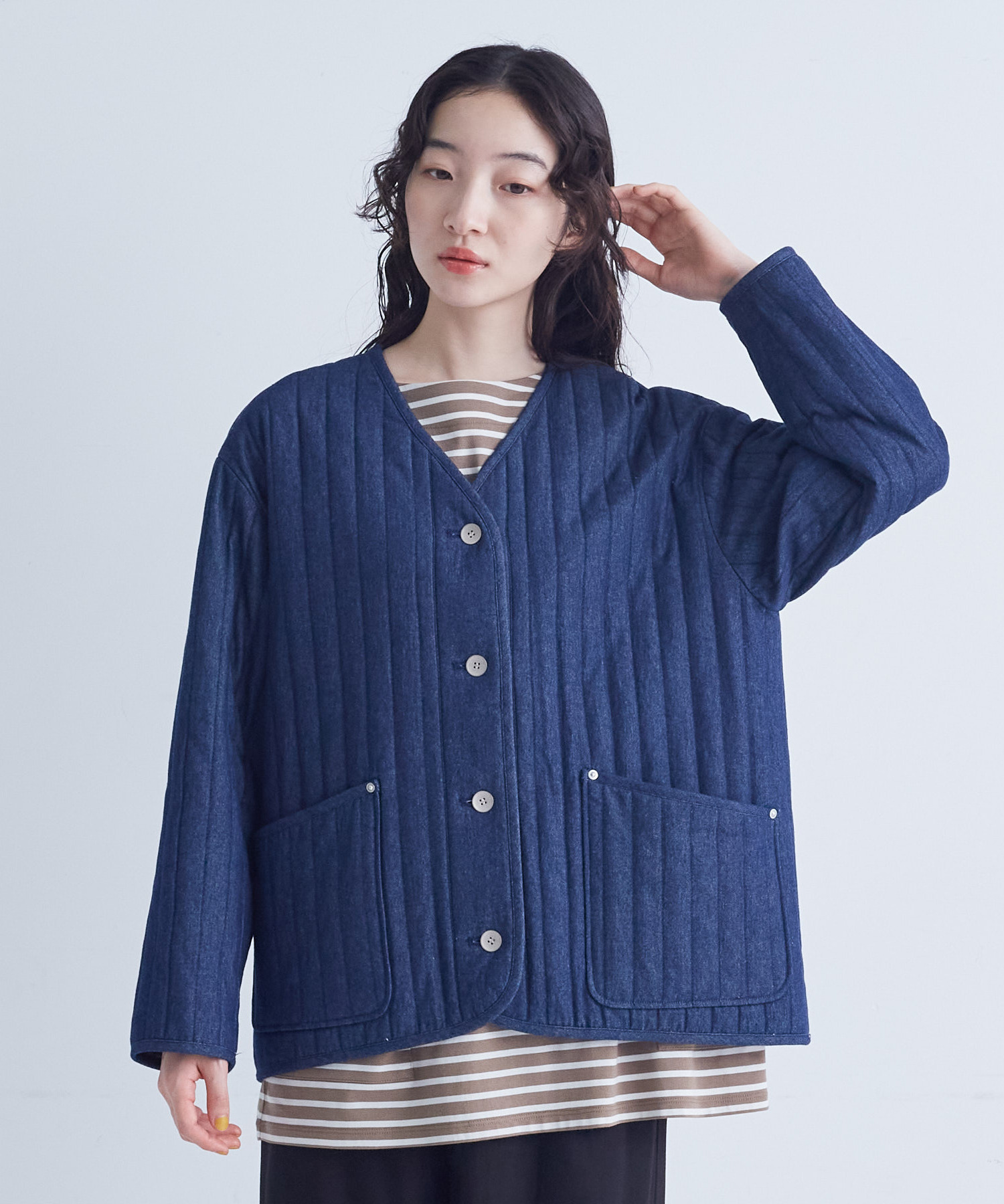 【congés payés】デニムキルティングブルゾン 詳細画像 インディゴブルー 4