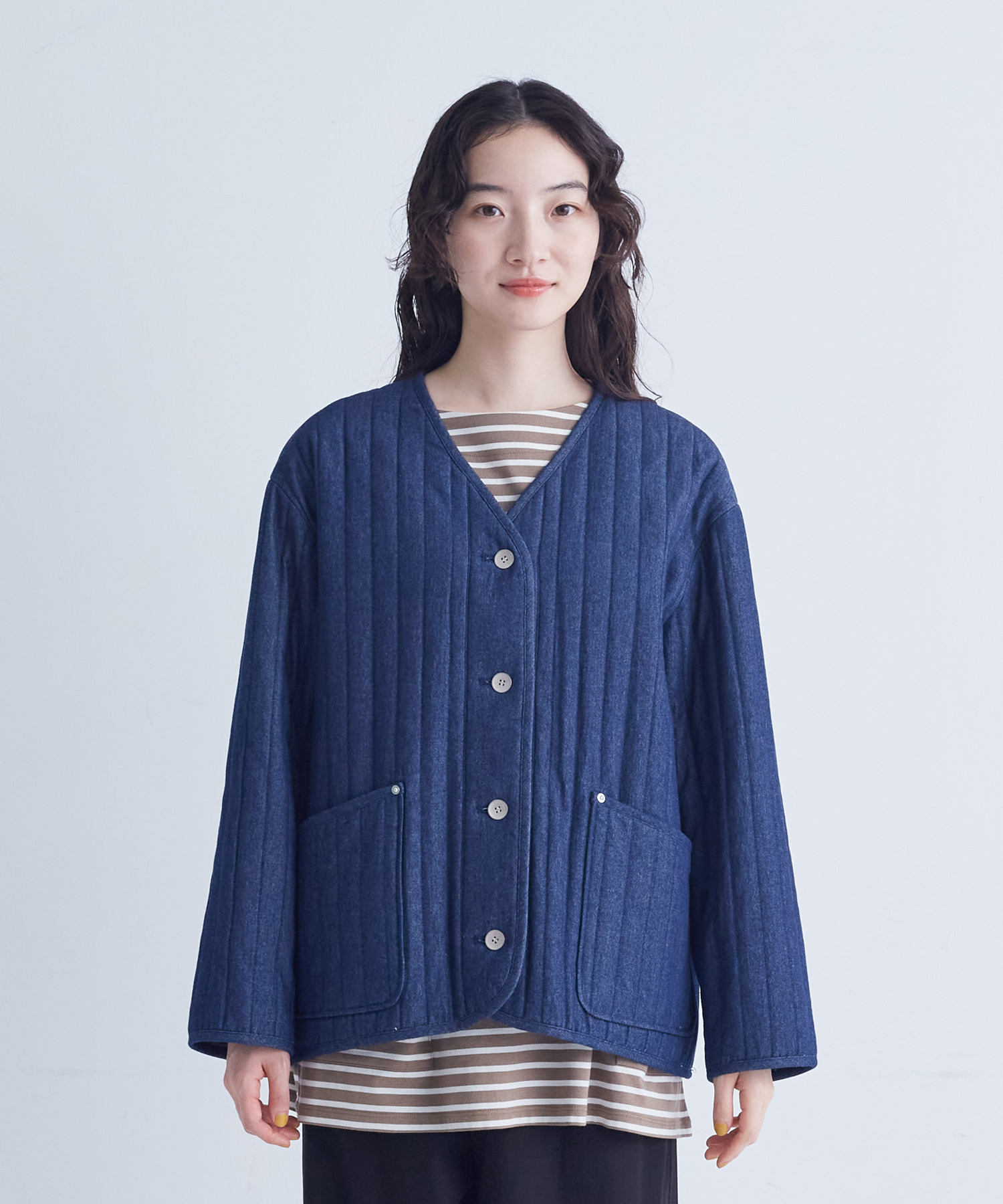 【congés payés】デニムキルティングブルゾン 詳細画像 インディゴブルー 5