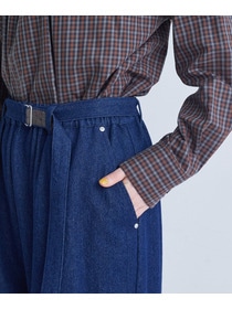 【congés payés】｜2BUY10%OFF・3BUY20%OFF｜ベルト付きデニムワイドパンツ 詳細画像 インディゴブルー 17