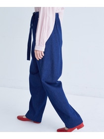 【congés payés】｜2BUY10%OFF・3BUY20%OFF｜ベルト付きデニムワイドパンツ 詳細画像 インディゴブルー 3