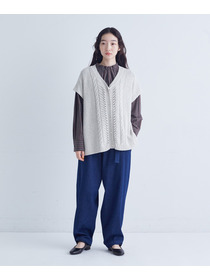 【congés payés】｜2BUY10%OFF・3BUY20%OFF｜ベルト付きデニムワイドパンツ 詳細画像 インディゴブルー 5