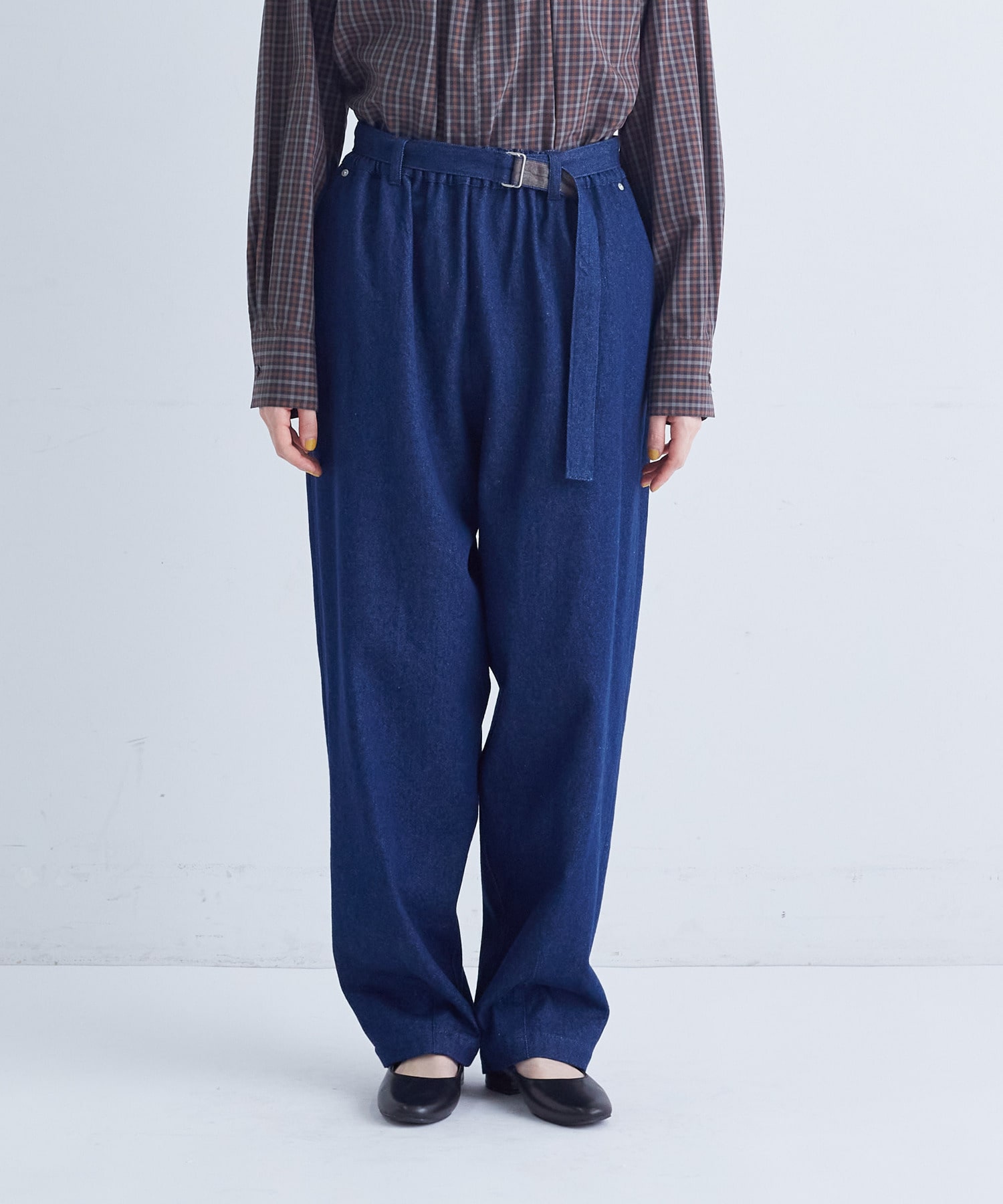 【congés payés】｜2BUY10%OFF・3BUY20%OFF｜ベルト付きデニムワイドパンツ 詳細画像 インディゴブルー 12