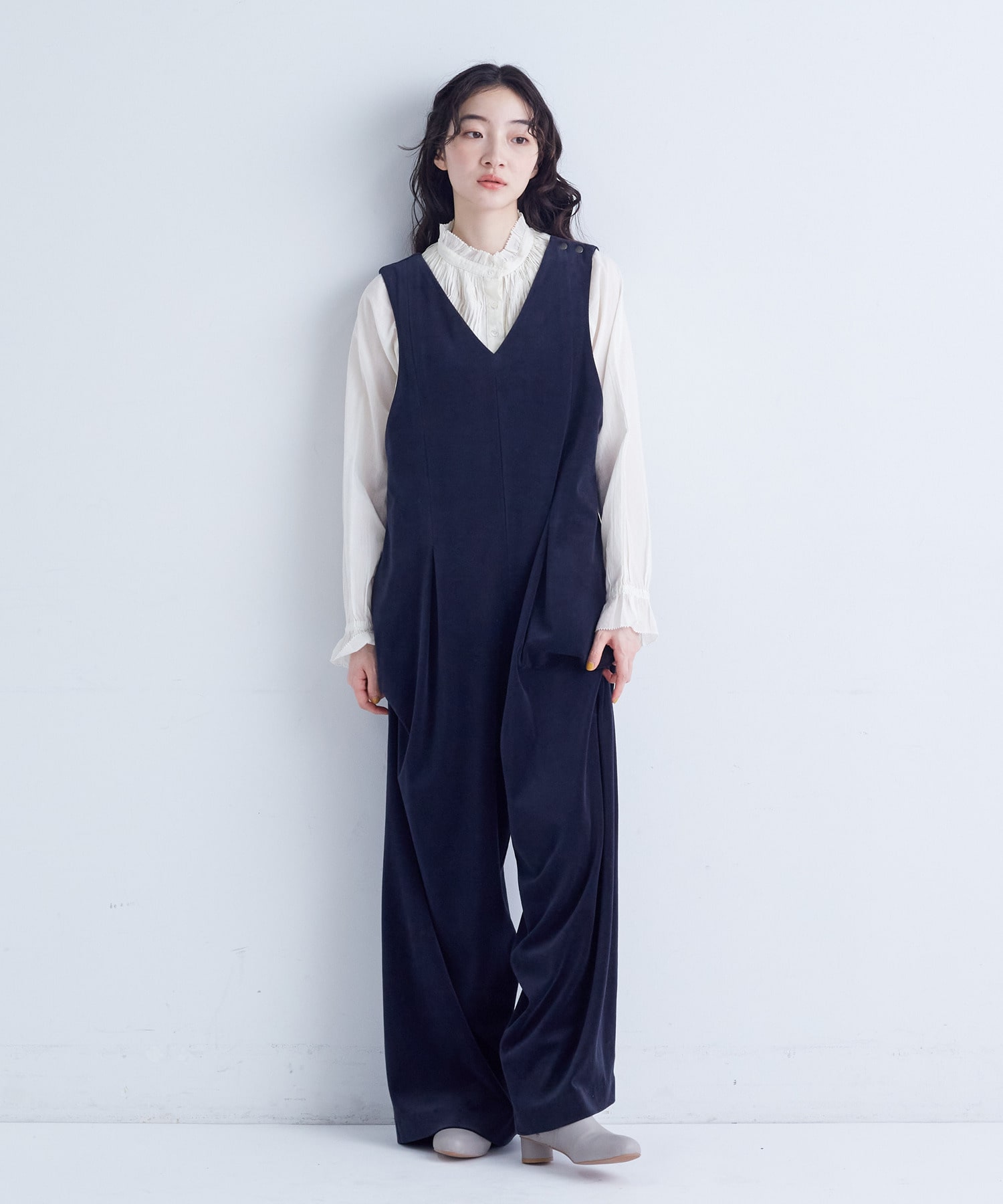 【congés payés】｜2BUY10%OFF・3BUY20%OFF｜Vネックオーバーオール 詳細画像 ネイビー 13