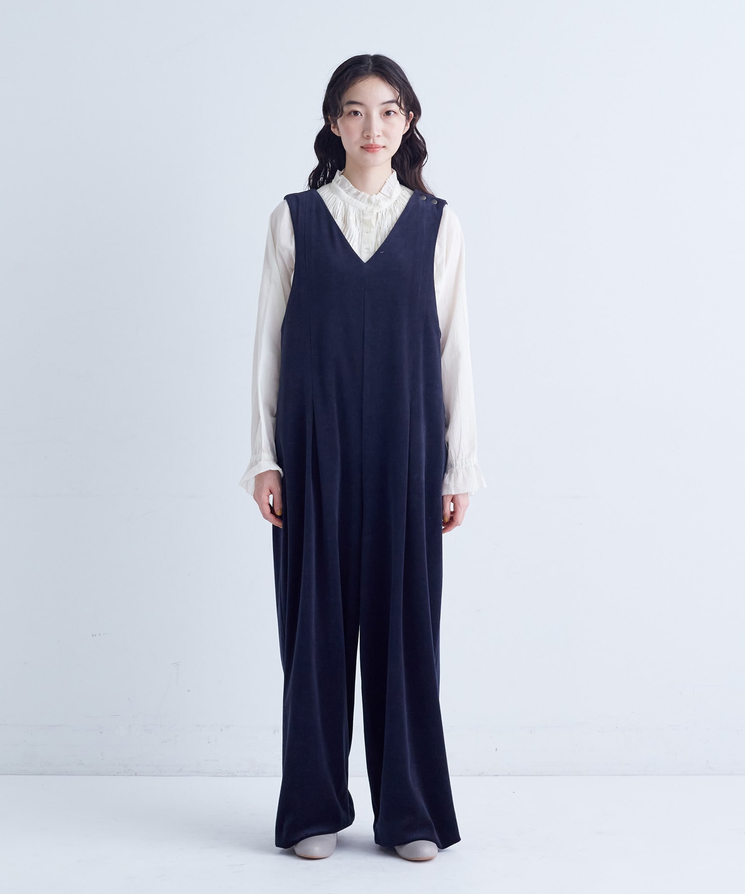 【congés payés】｜2BUY10%OFF・3BUY20%OFF｜Vネックオーバーオール 詳細画像 ネイビー 16