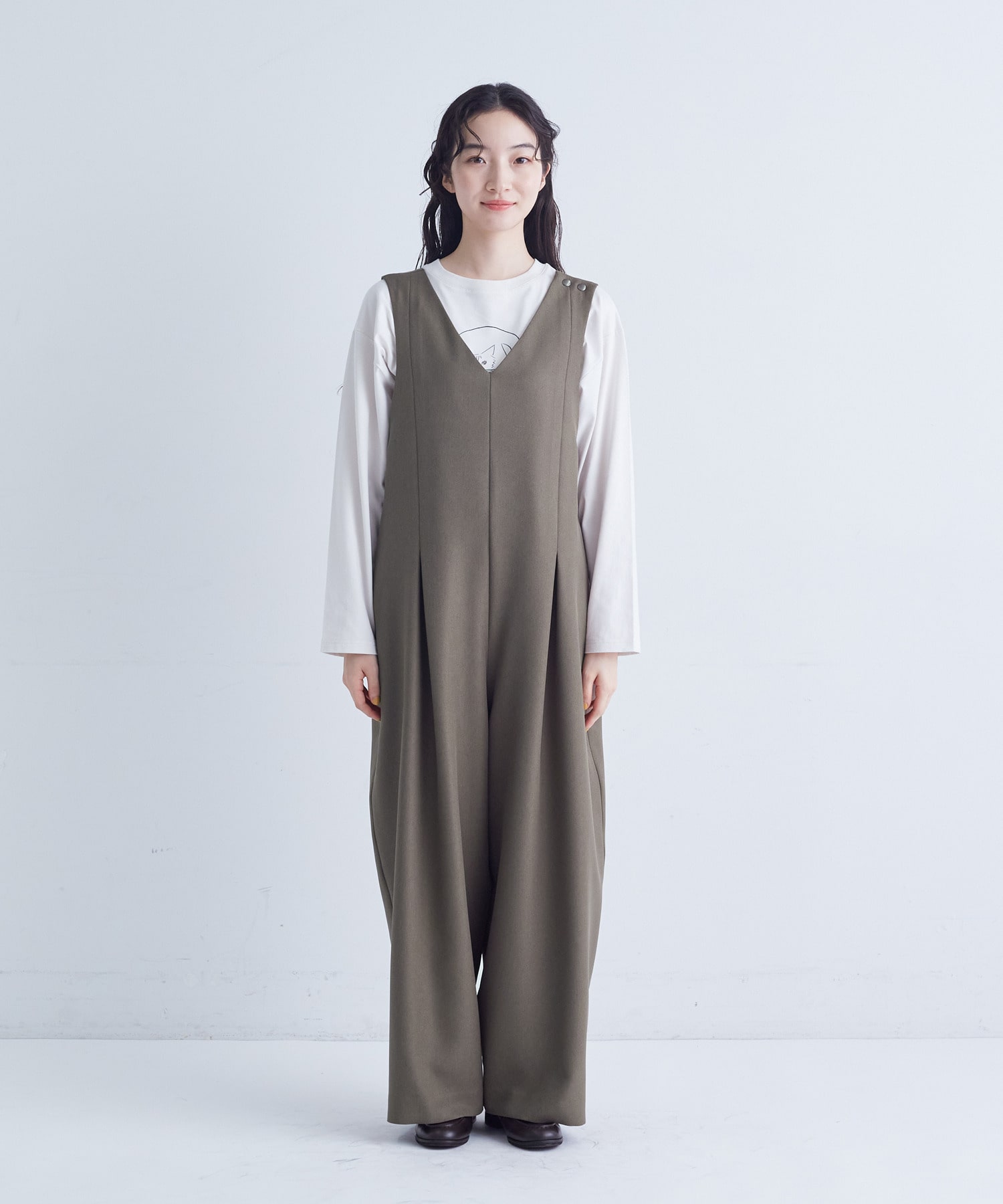 【congés payés】｜2BUY10%OFF・3BUY20%OFF｜Vネックオーバーオール 詳細画像 ネイビー 5