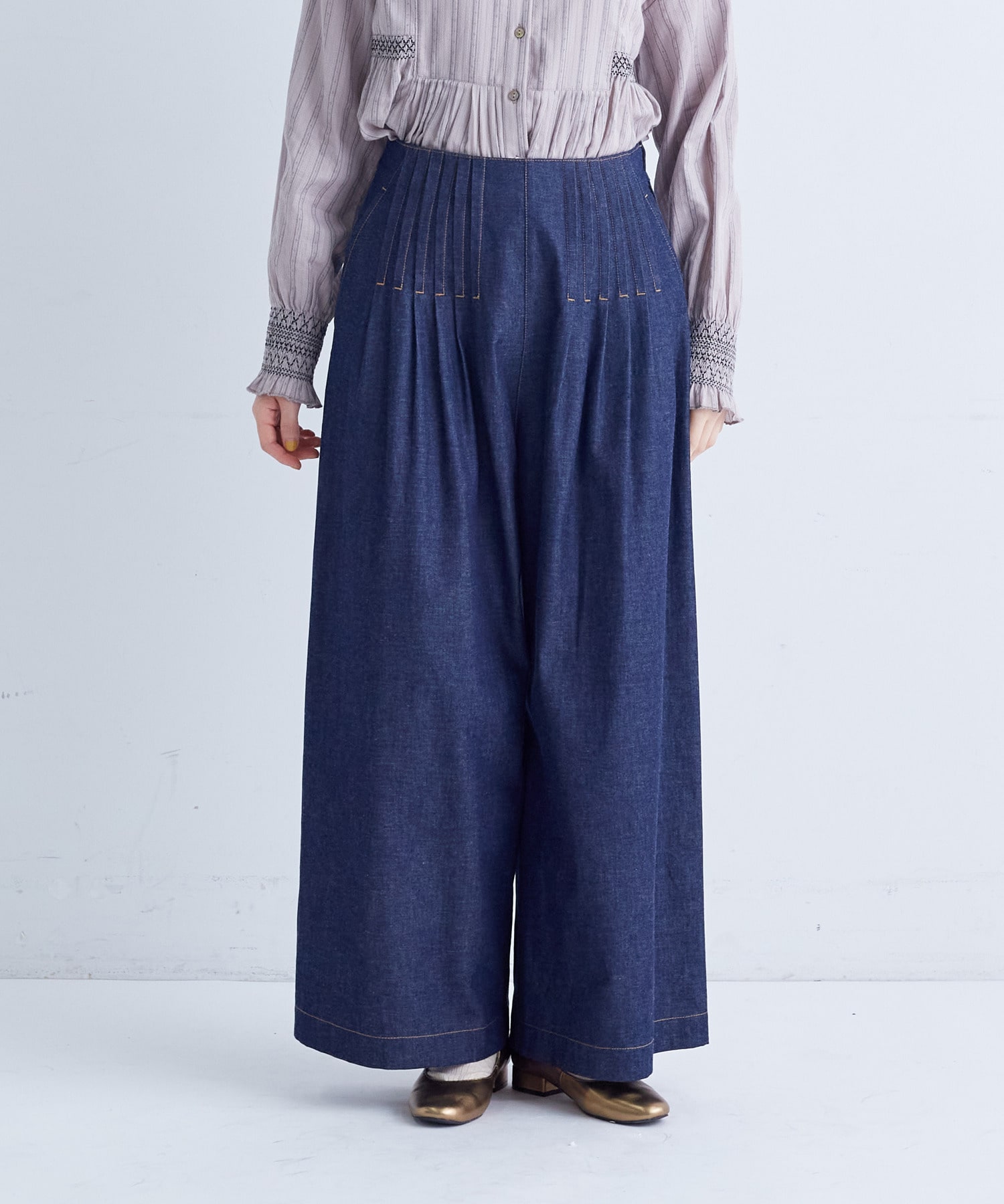 【congés payés】｜2BUY10%OFF・3BUY20%OFF｜タックデニムワイドパンツ 詳細画像 インディゴブルー 10