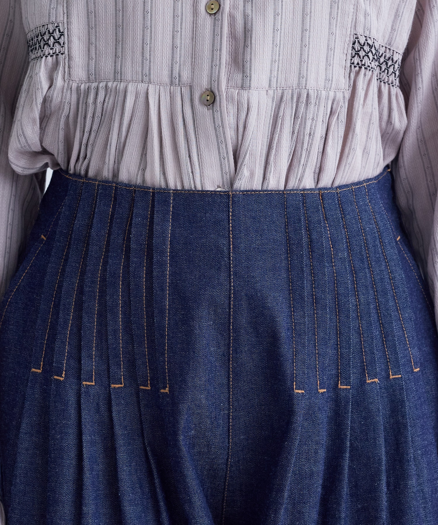 【congés payés】｜2BUY10%OFF・3BUY20%OFF｜タックデニムワイドパンツ 詳細画像 インディゴブルー 13