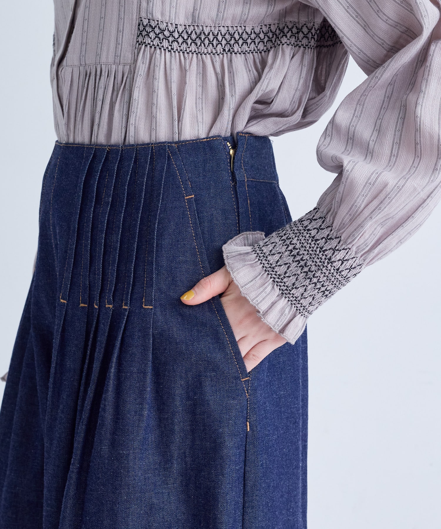 【congés payés】｜2BUY10%OFF・3BUY20%OFF｜タックデニムワイドパンツ 詳細画像 インディゴブルー 15