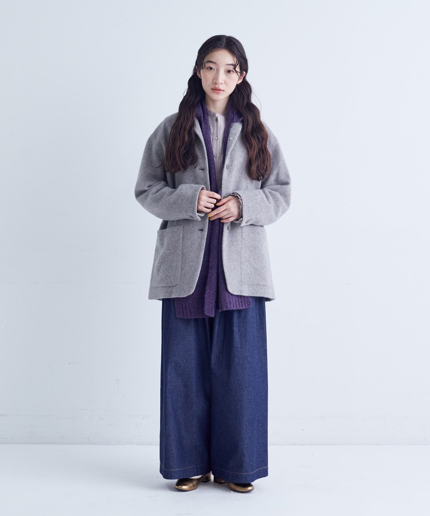 【congés payés】｜2BUY10%OFF・3BUY20%OFF｜タックデニムワイドパンツ 詳細画像 インディゴブルー 2