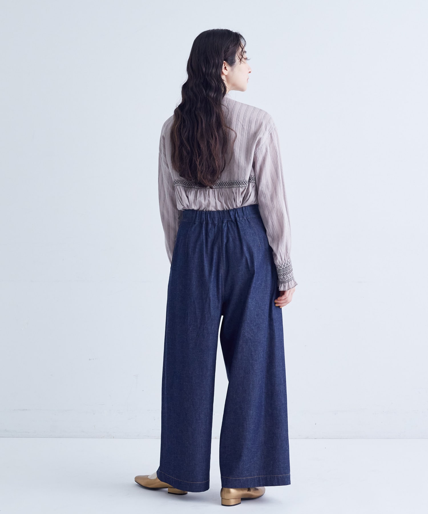 【congés payés】｜2BUY10%OFF・3BUY20%OFF｜タックデニムワイドパンツ 詳細画像 インディゴブルー 8