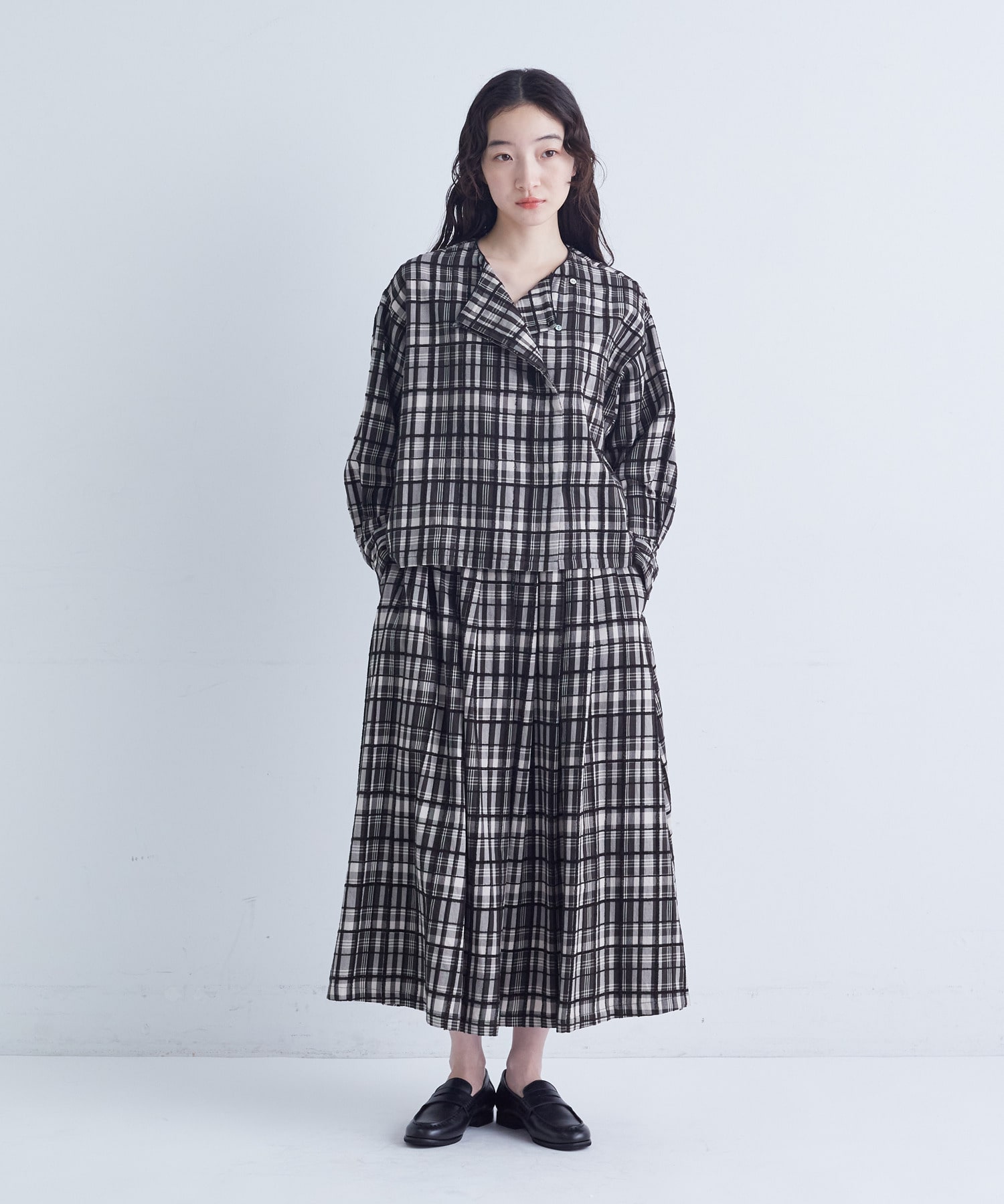 【congés payés】｜2BUY10%OFF・3BUY20%OFF｜モールチェックスカート 詳細画像 ブラック系その他 15